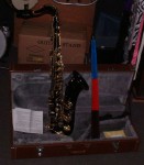 BENTLEY TENOR SAXOPHONE OUTFIT. VERY COOL BLACK AND GOLD FINISH. VGC.
