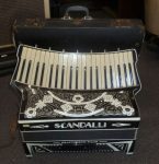 VINTAGE SCANDALLI 'SCOTT WOOD FOUR' PIANO ACCORDION with CASE. 1930's. ITALY.